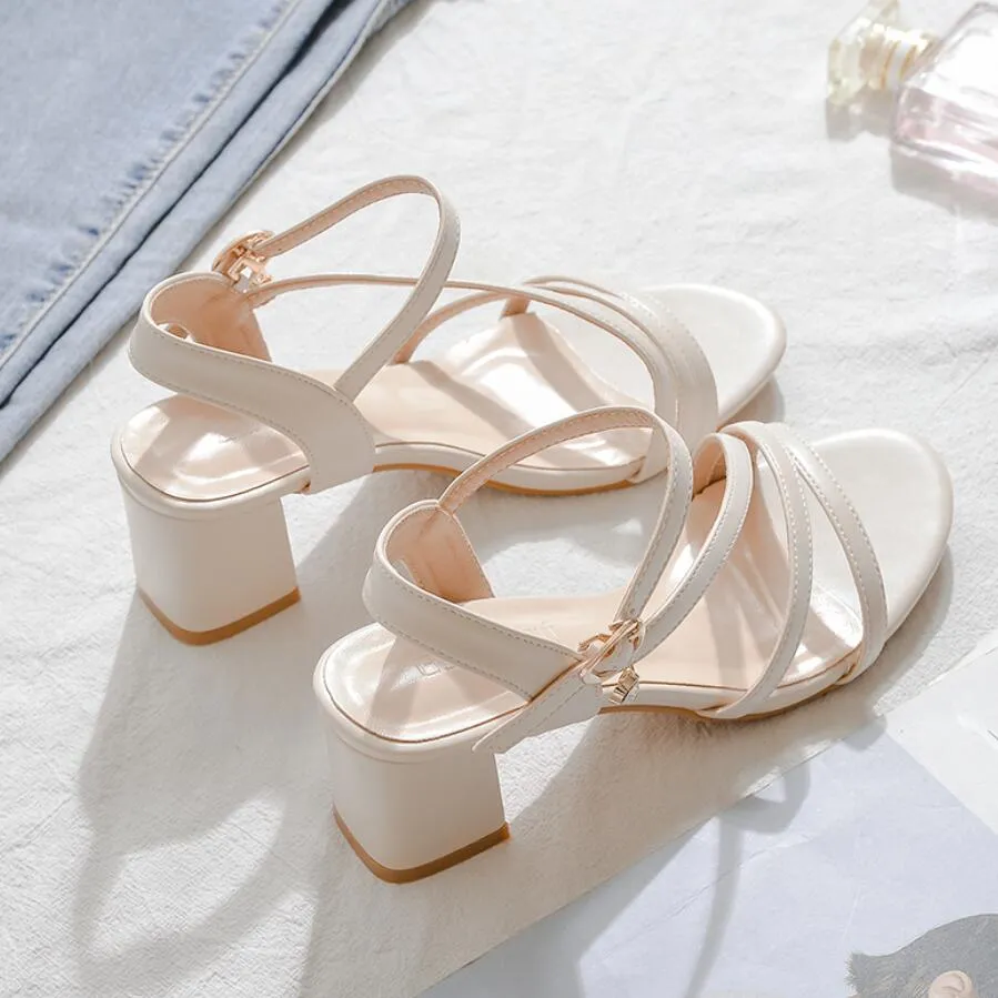 Small Size 2 Block Heel Strap Sandals GS355