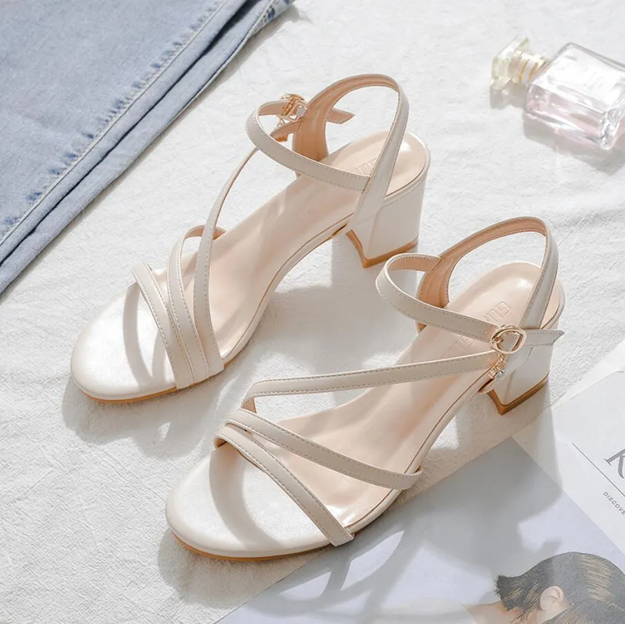 Small Size 2 Block Heel Strap Sandals GS355