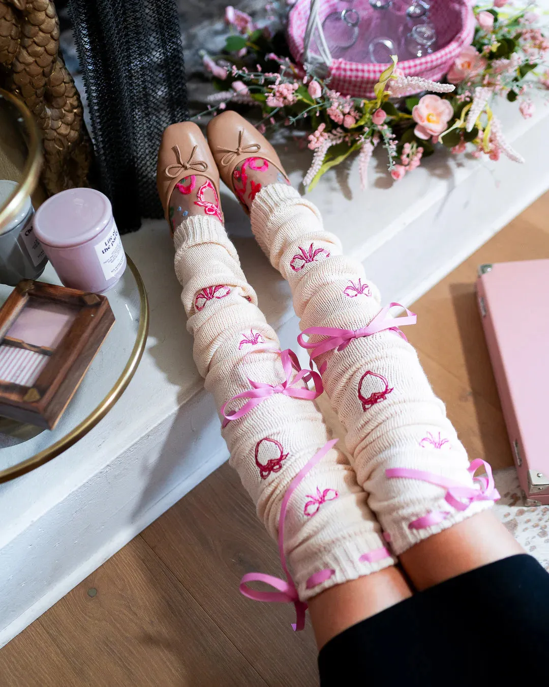 Sock Candy Balletcore Ribbon Legwarmers as seen on Paris Hilton