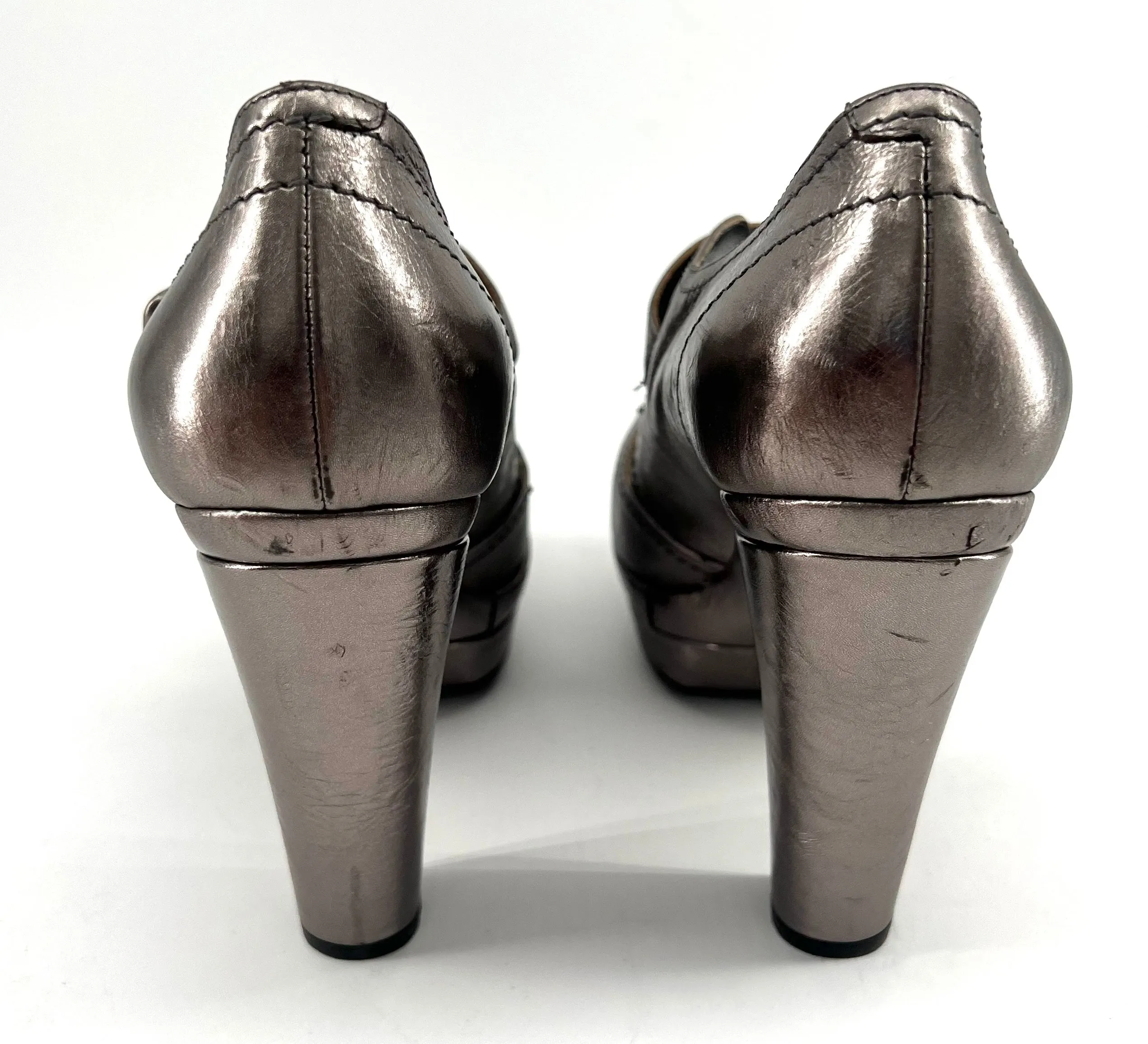 Sonia Rykiel Silver Leather Rhinestone Glam-Rock Star Platforms
