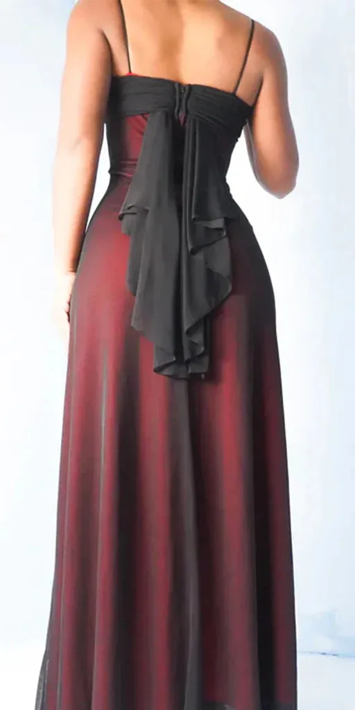 Spaghetti Straps Mermaid Black Red Long Evening Prom Dress Online, OL057