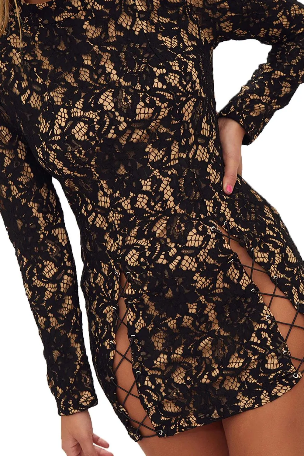 Split Laced Bodycon Dress