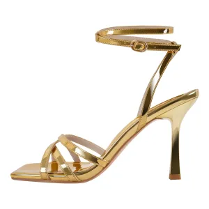 Square Toe Ankle Strap Stiletto Sandals