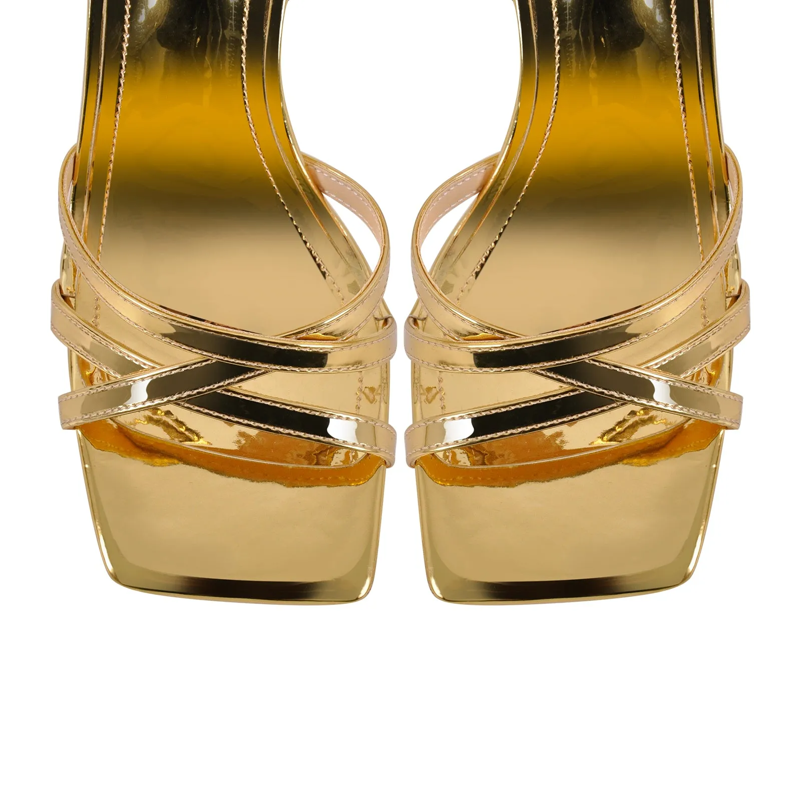 Square Toe Ankle Strap Stiletto Sandals