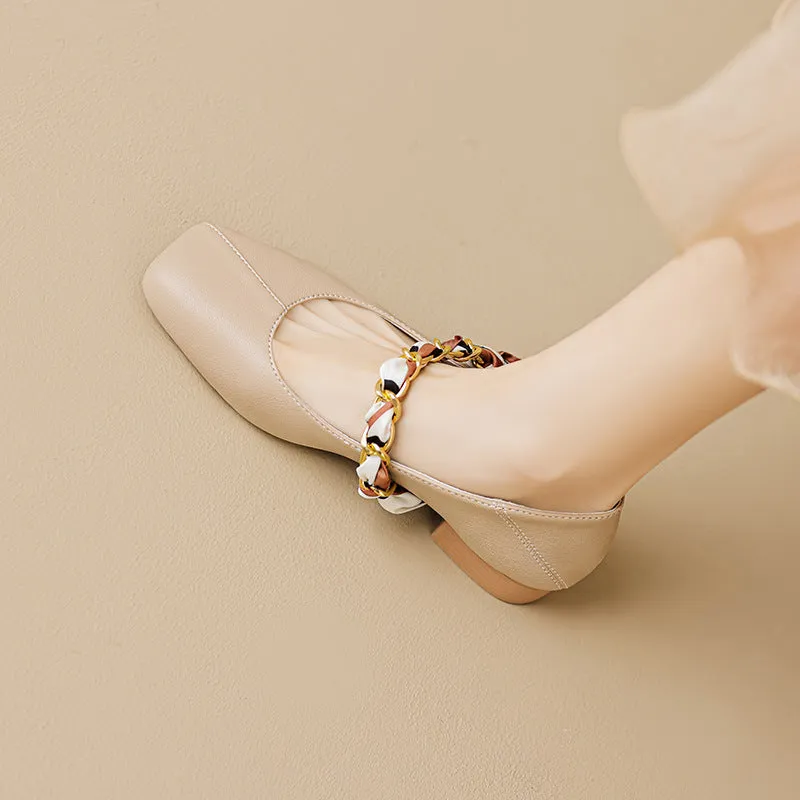 Square Toe Mary Jane Shoes, Low Heel, Large Size Women's Shoes