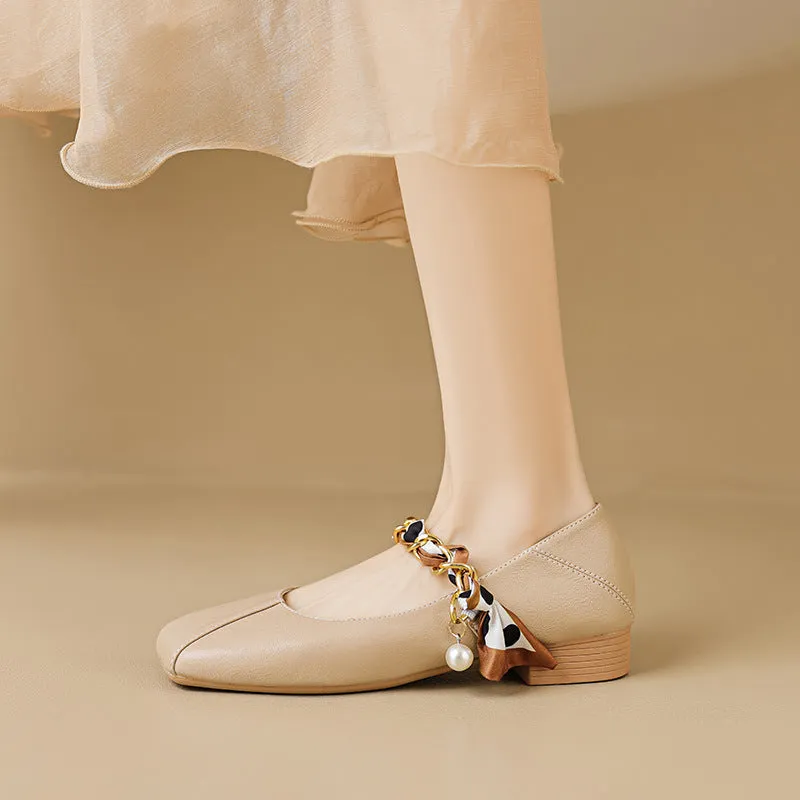 Square Toe Mary Jane Shoes, Low Heel, Large Size Women's Shoes