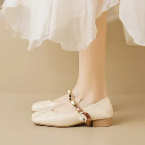 Square Toe Mary Jane Shoes, Low Heel, Large Size Women's Shoes