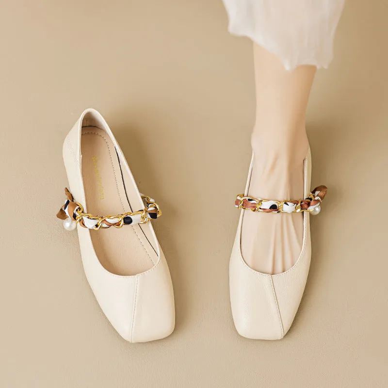 Square Toe Mary Jane Shoes, Low Heel, Large Size Women's Shoes
