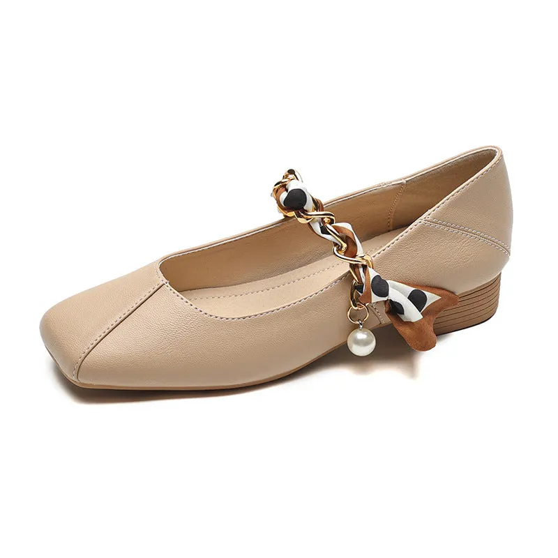 Square Toe Mary Jane Shoes, Low Heel, Large Size Women's Shoes