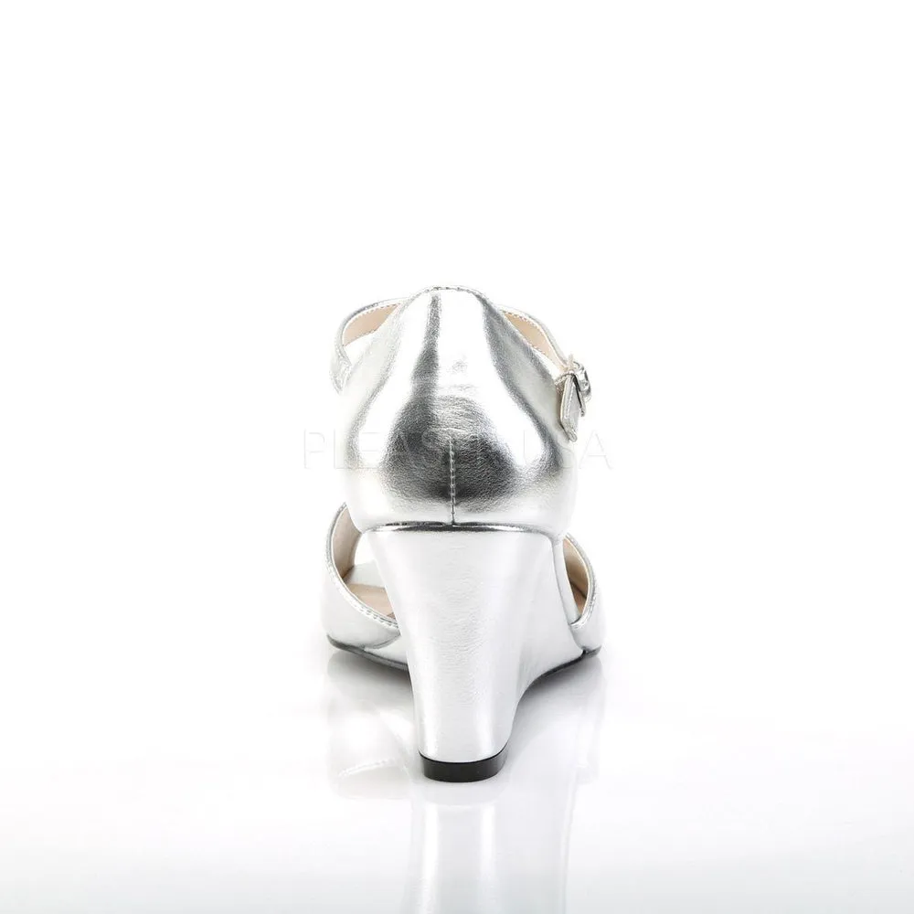 SS-KIMBERLY-05 Wedge | Silver Faux Leather