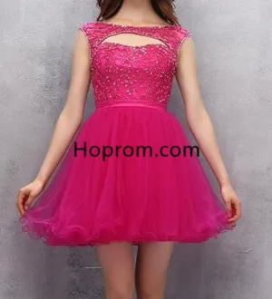 Strapless Crystal Homehoming Dress, Pink Chiffon Homehoming Dress