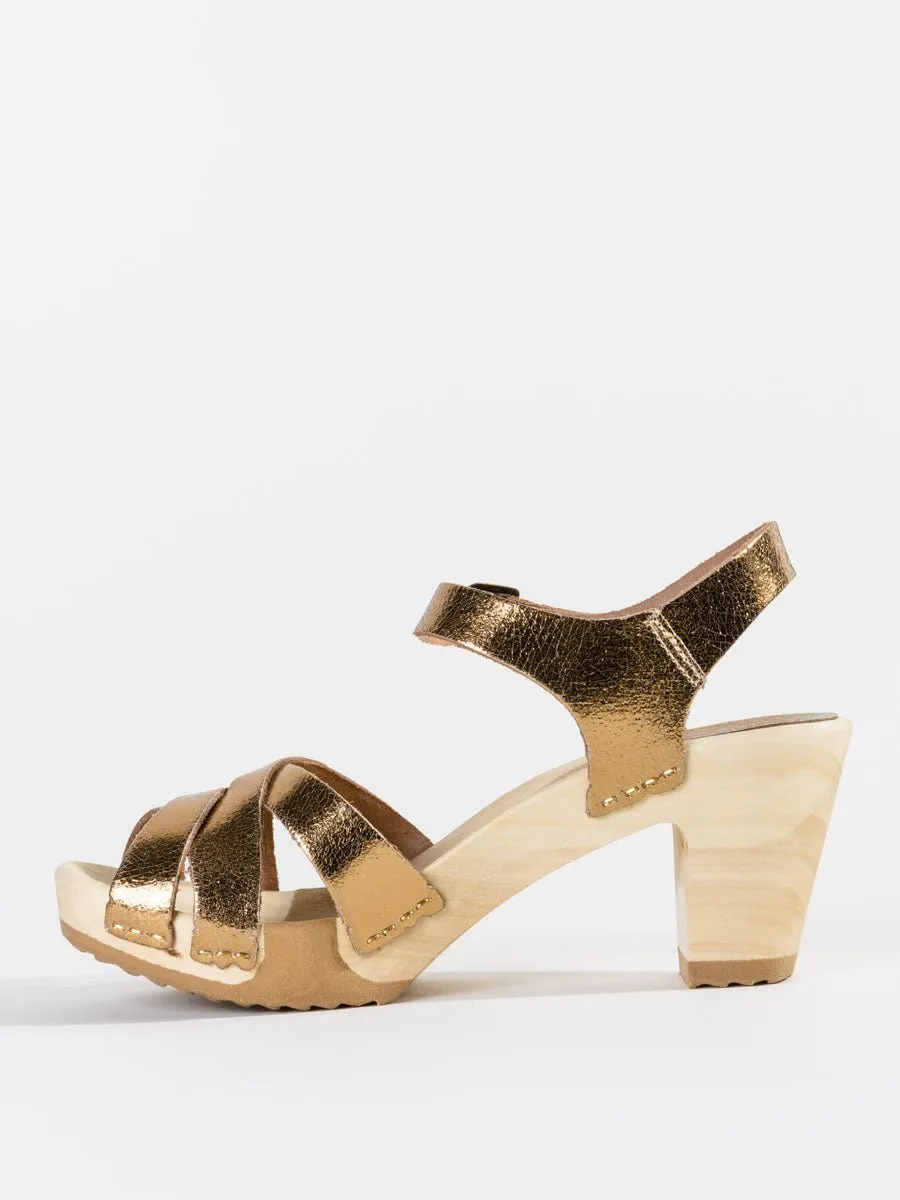 strappy clog - bronze