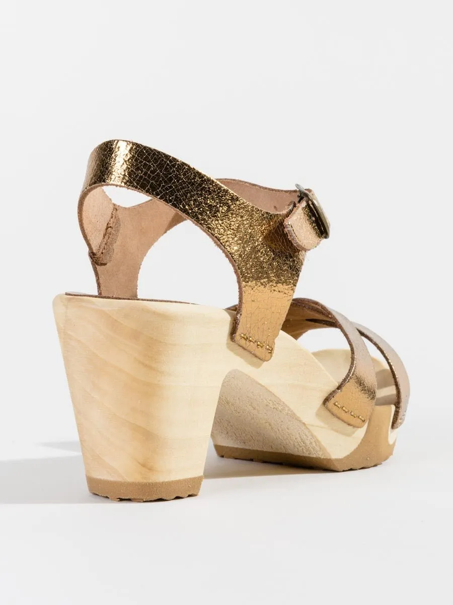 strappy clog - bronze