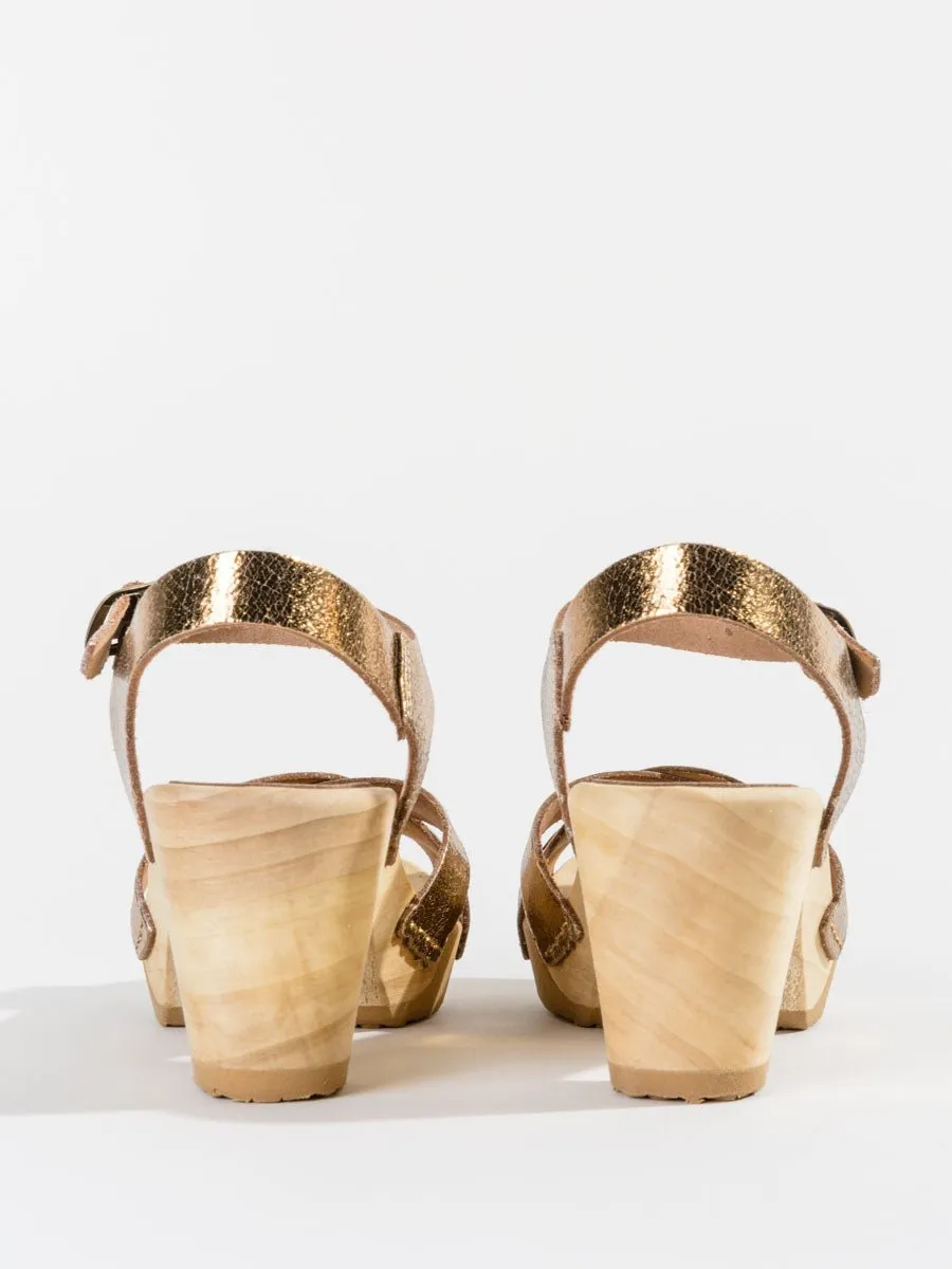 strappy clog - bronze
