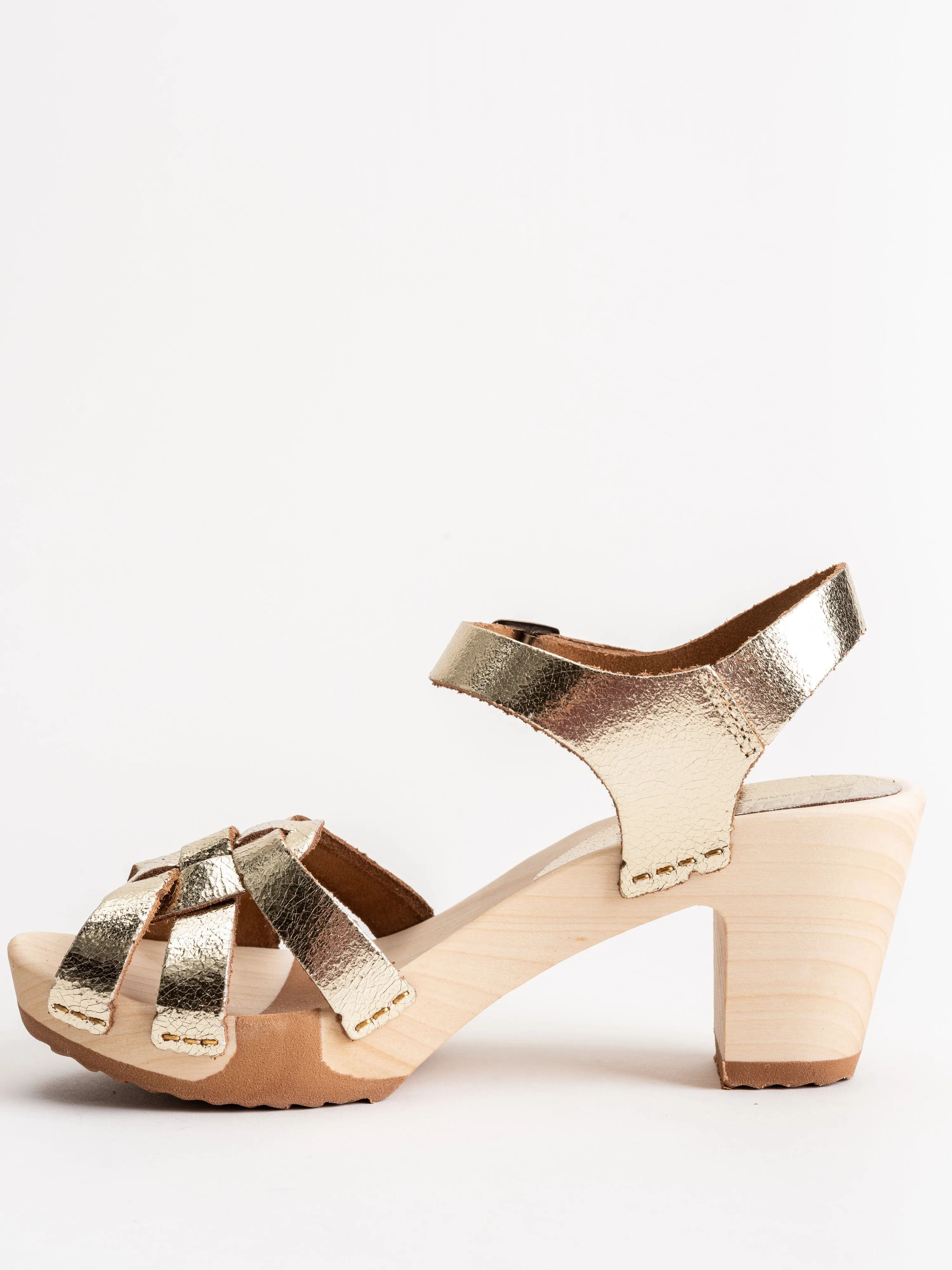 strappy high clog - platino