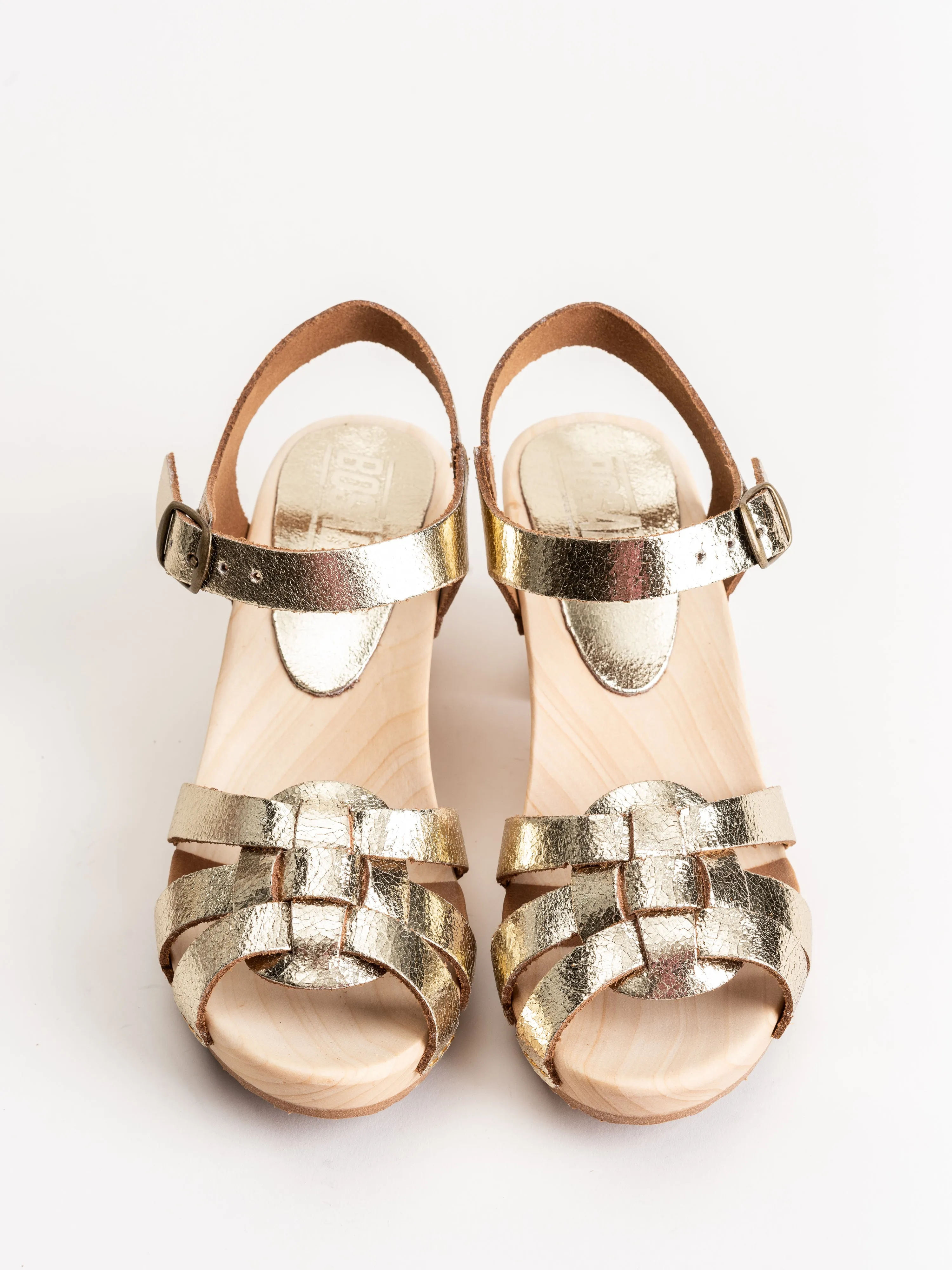 strappy high clog - platino
