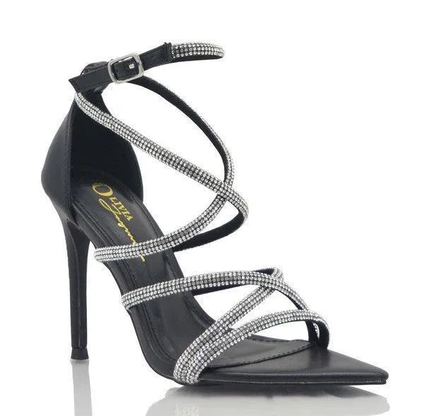 STRAPPY RHINESTONE HEEL