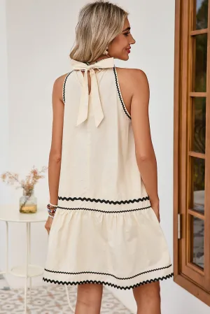 Striped Ricrac Sleeveless Mini Dress