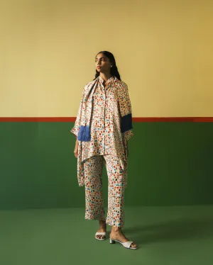 Studio Rigu   I   Crystal Straight Trousers Digitally Printed Vegan Silk Crystal Digital Print Srch050