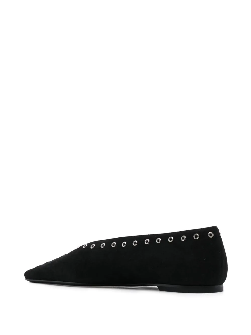 Suede leather lace-up ballets
