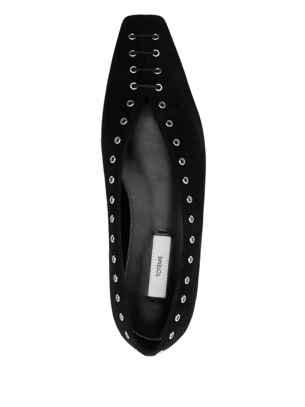 Suede leather lace-up ballets