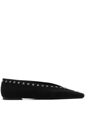 Suede leather lace-up ballets