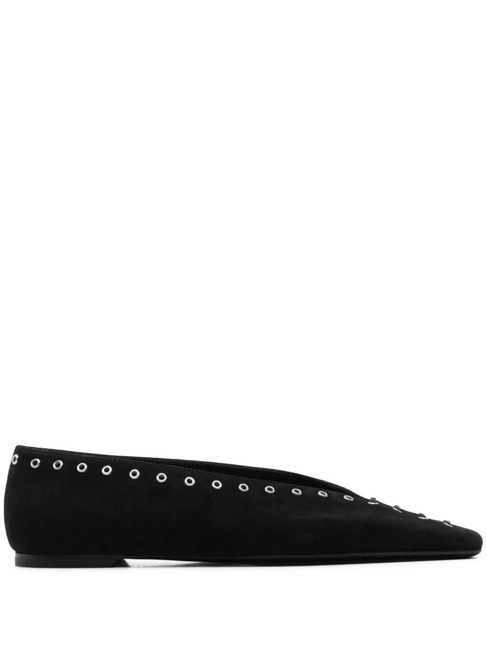 Suede leather lace-up ballets