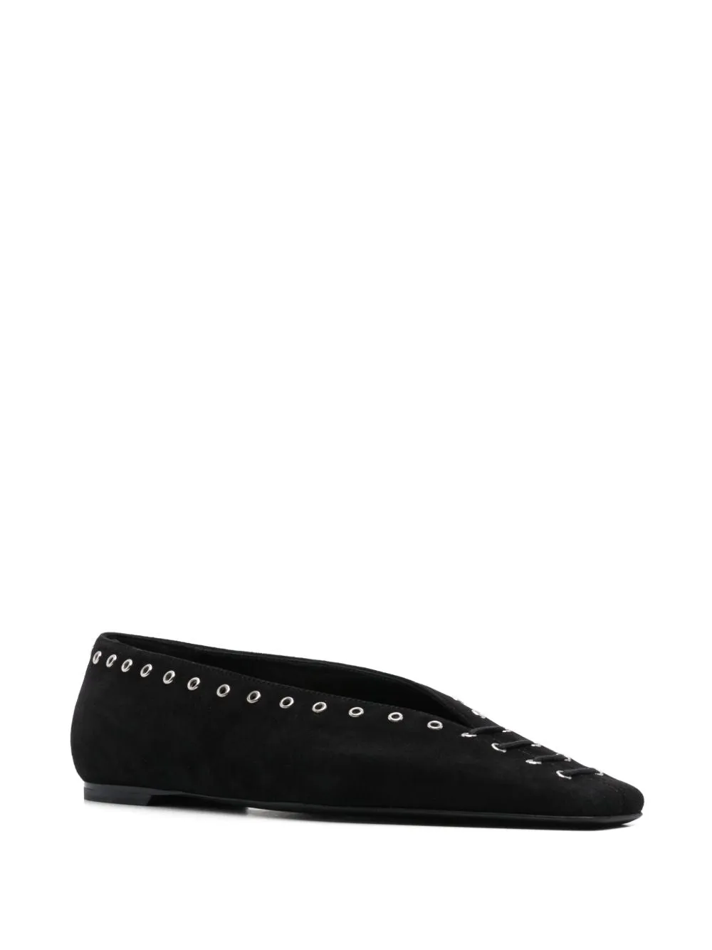 Suede leather lace-up ballets