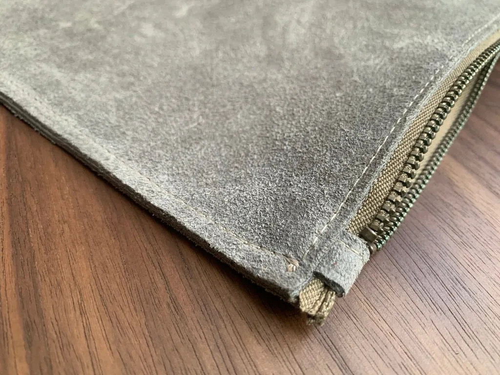 Suede zipper pouch 10 x 7 accessories case