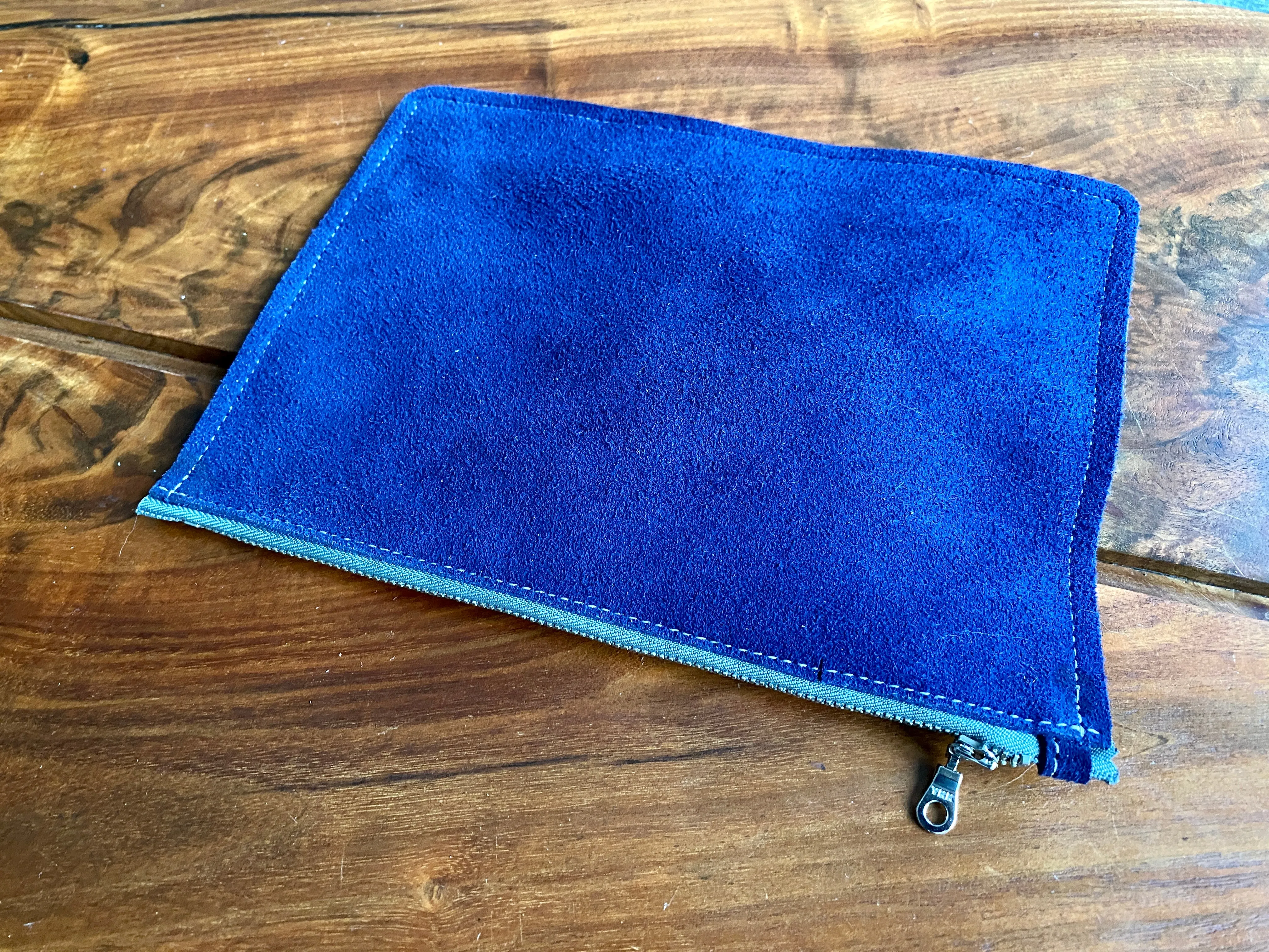 Suede zipper pouch 10 x 7 accessories case