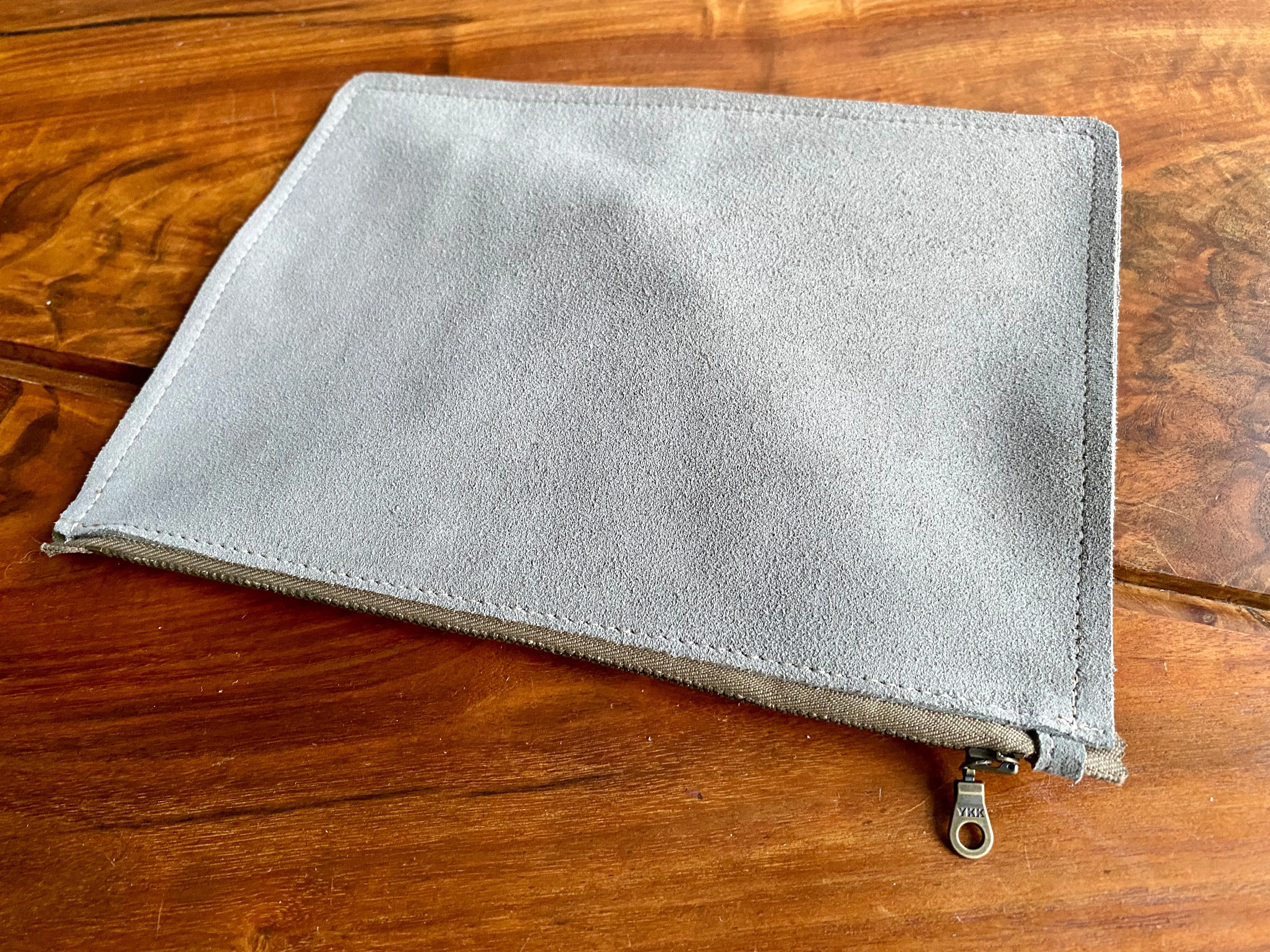Suede zipper pouch 10 x 7 accessories case