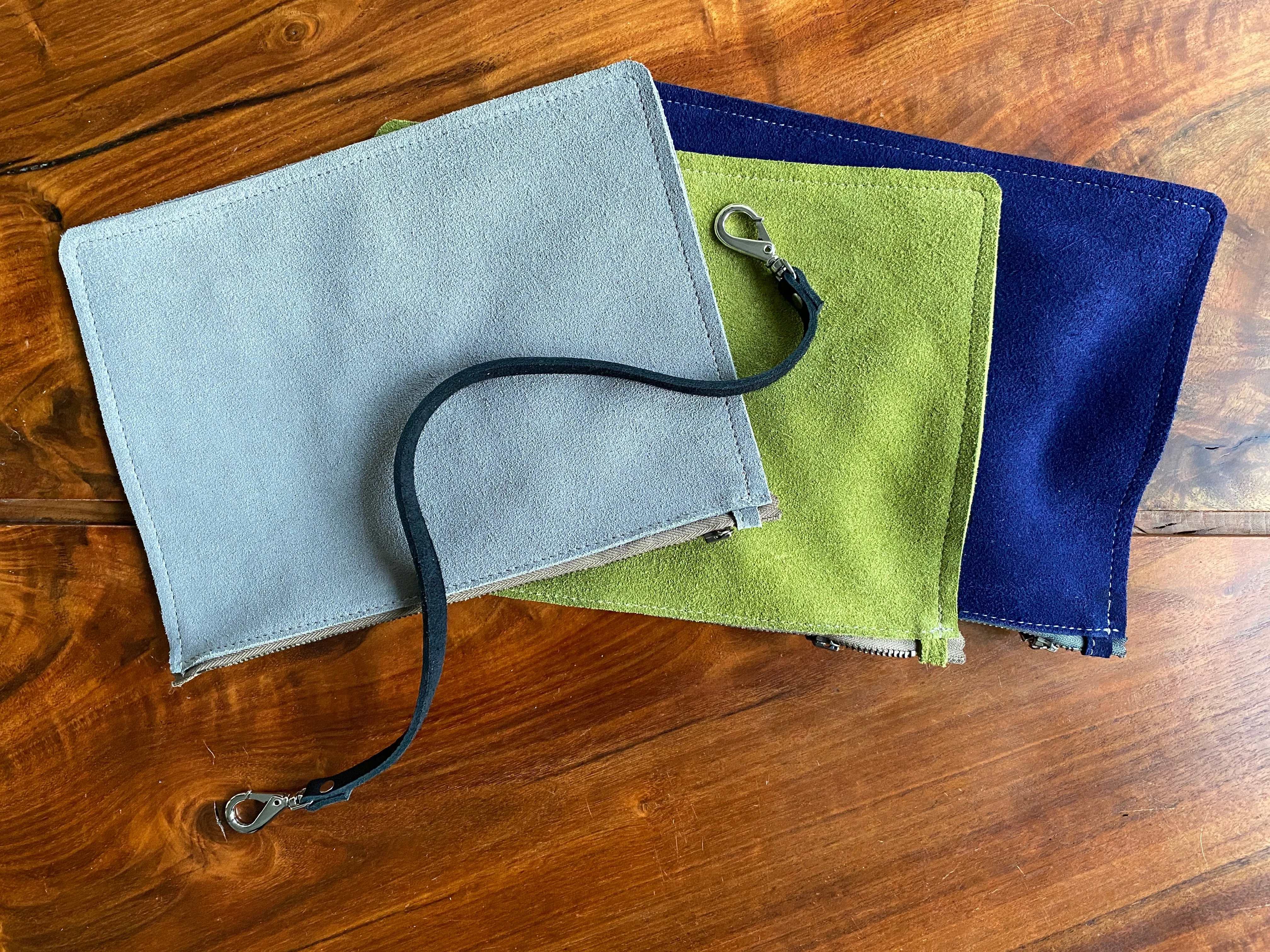 Suede zipper pouch 10 x 7 accessories case