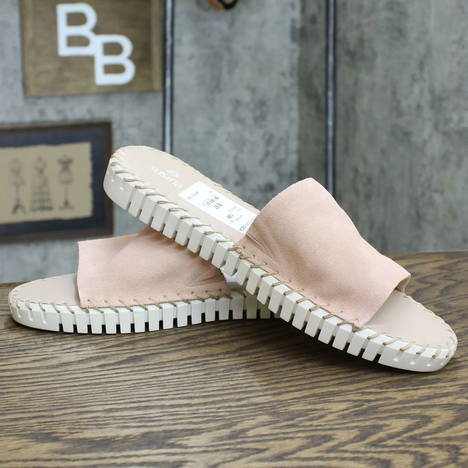 Susina Women's Suede Slide Sandal With Whipstitching Detail