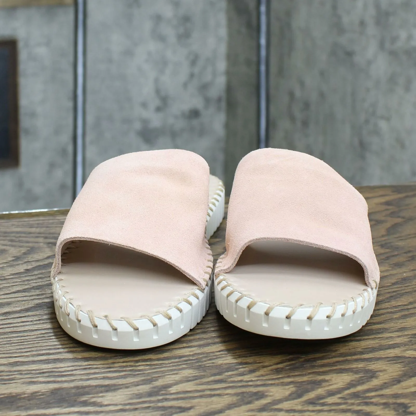Susina Women's Suede Slide Sandal With Whipstitching Detail