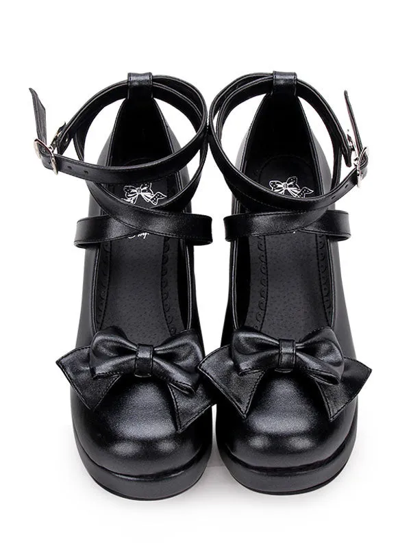 Sweet Lolita Pumps Bow Strappy Platform White Lolita Shoes