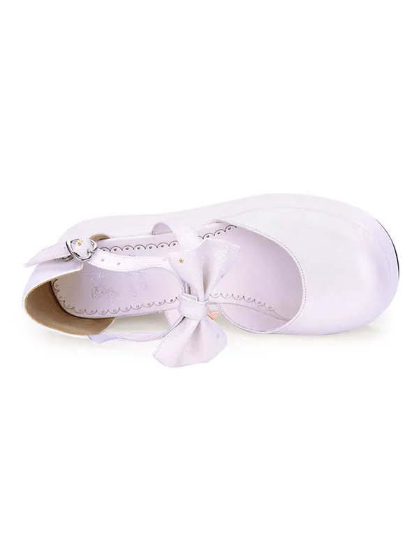 Sweet Lolita Shoes Bow Starlet Strappy PU Lolita Flatform Shoes