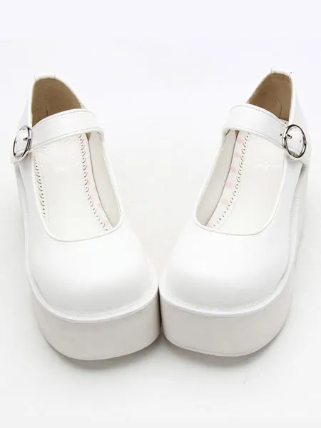 Sweet Lolita Shoes White Platform Wedge Ankle Strap Lovely Lolita Shoes