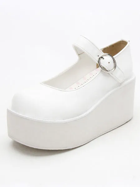 Sweet Lolita Shoes White Platform Wedge Ankle Strap Lovely Lolita Shoes