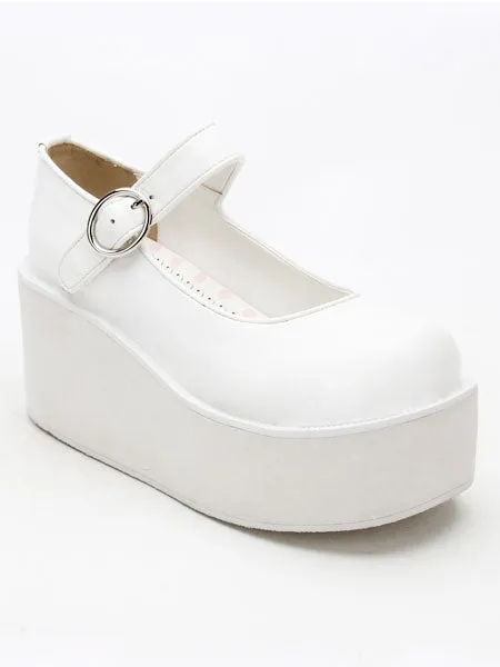 Sweet Lolita Shoes White Platform Wedge Ankle Strap Lovely Lolita Shoes