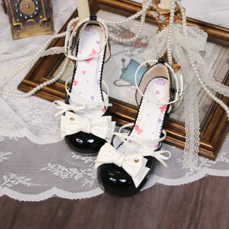 Sweet Round Toe Middle Heeled Lolita Shoes