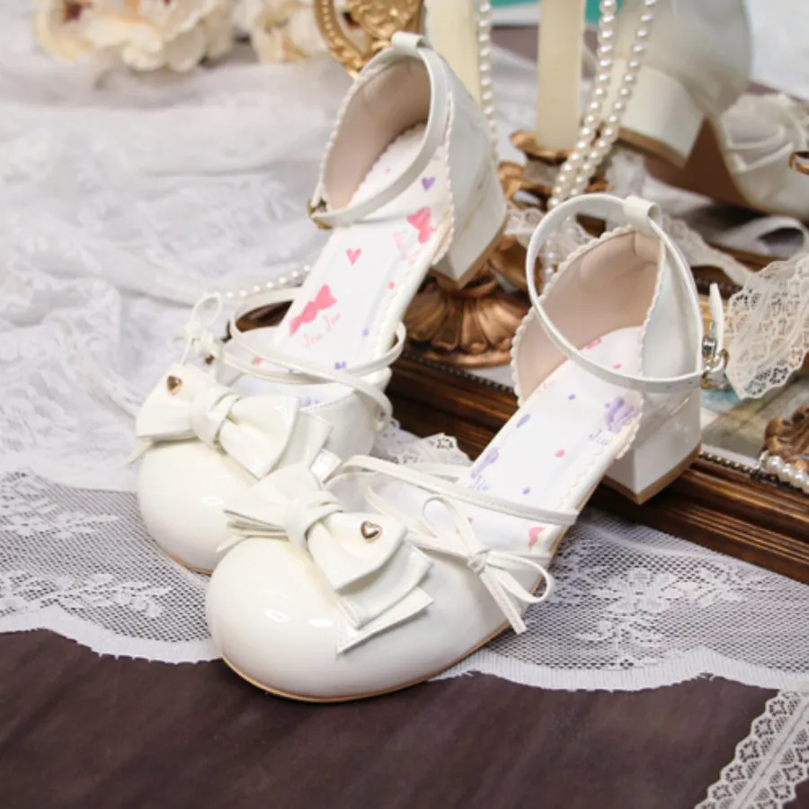 Sweet Round Toe Middle Heeled Lolita Shoes
