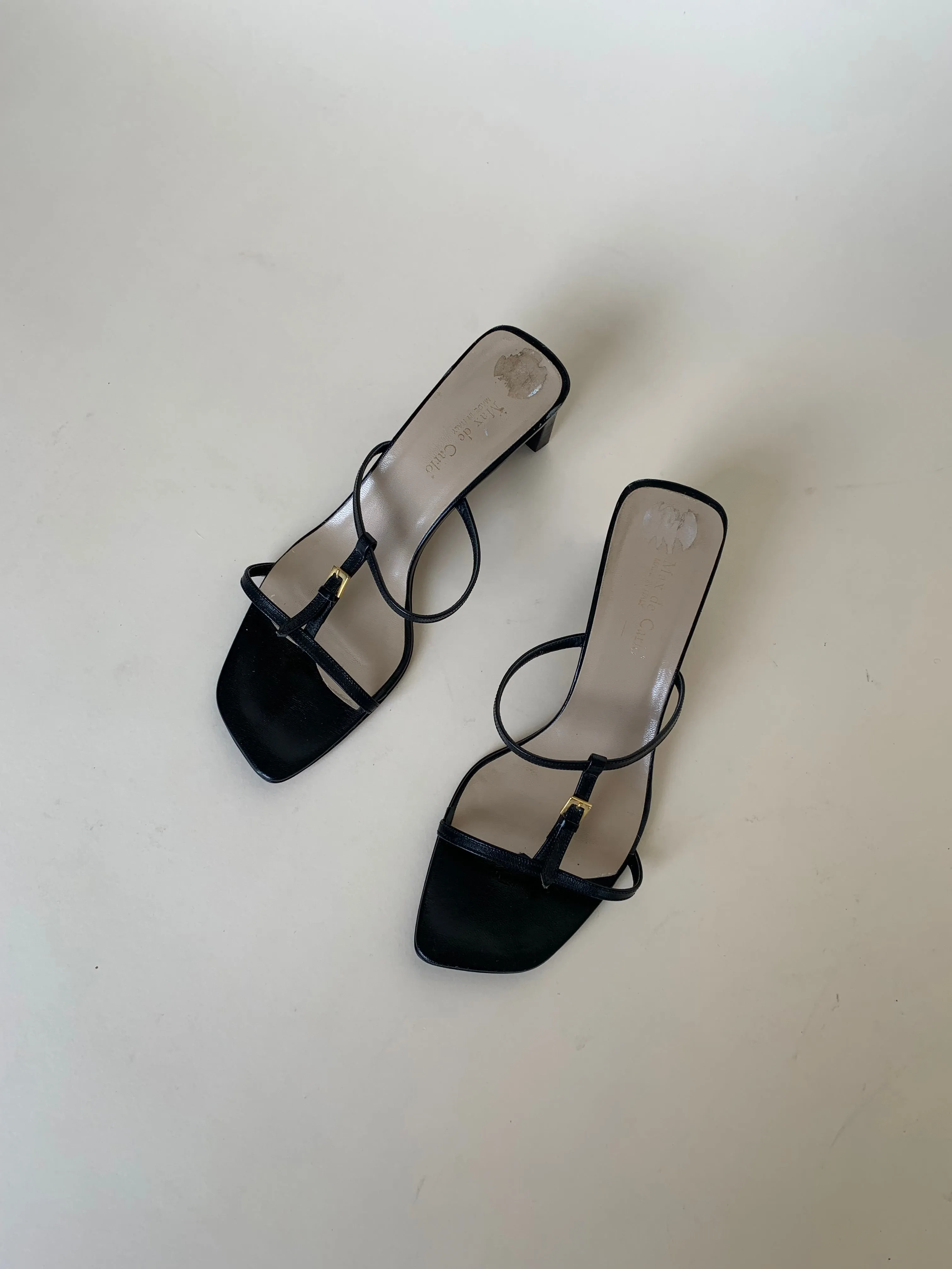 T-strap heeled sandals