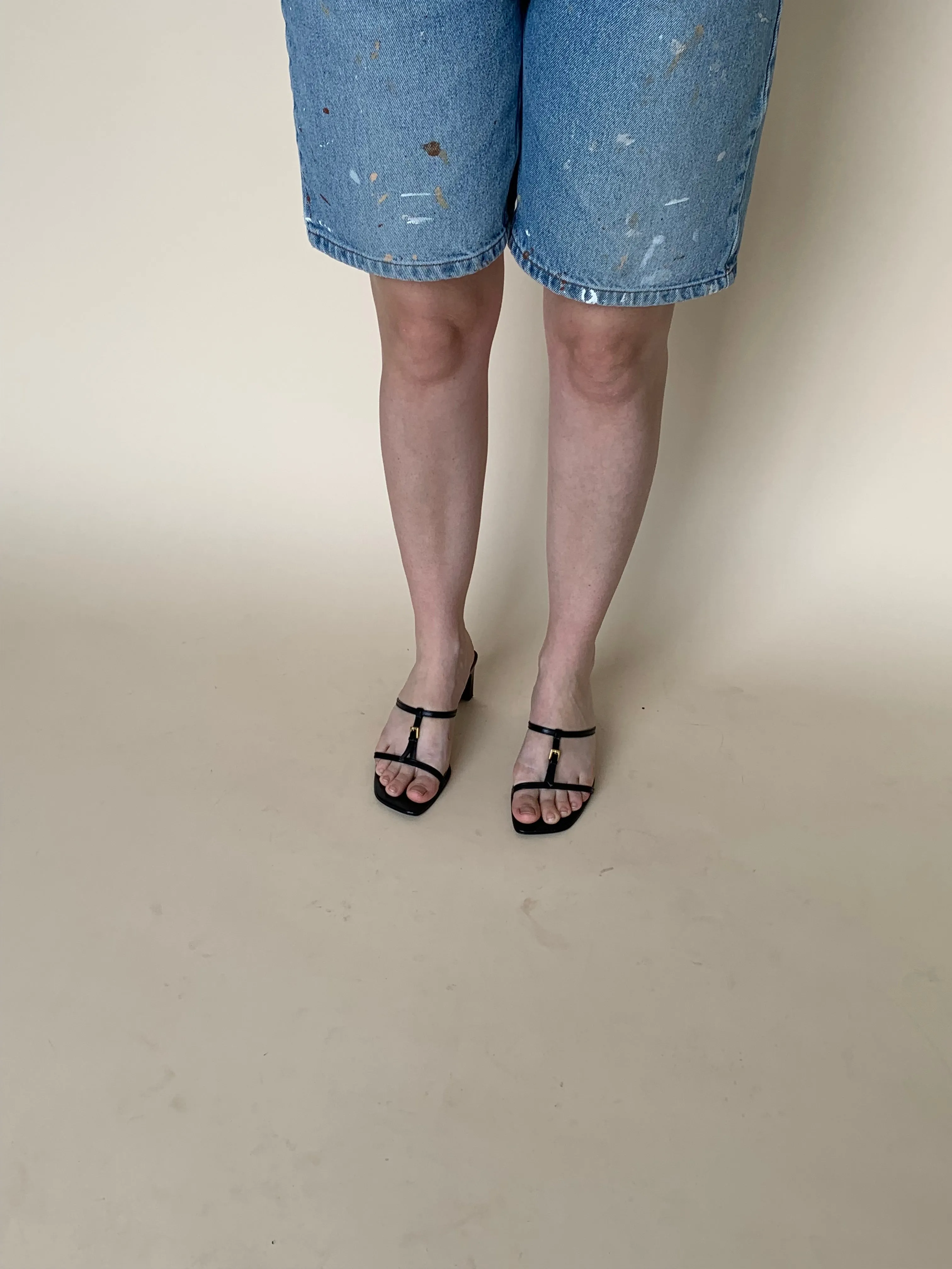 T-strap heeled sandals
