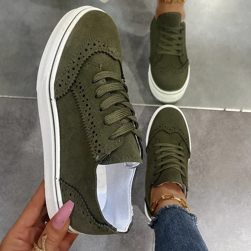 Taya Suede Lace-Up Flat Sneakers