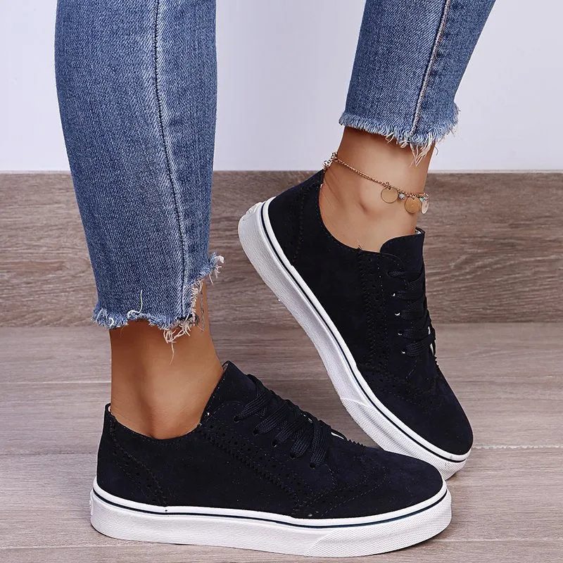 Taya Suede Lace-Up Flat Sneakers