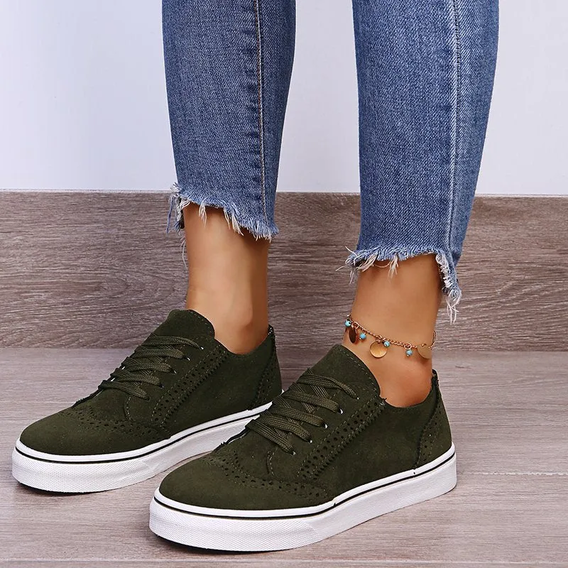 Taya Suede Lace-Up Flat Sneakers