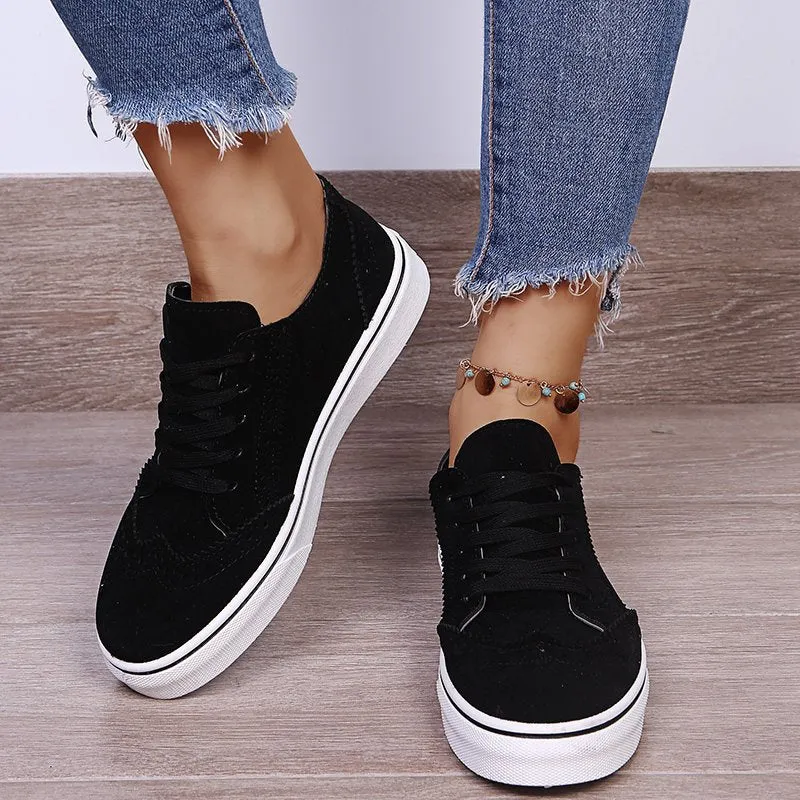 Taya Suede Lace-Up Flat Sneakers