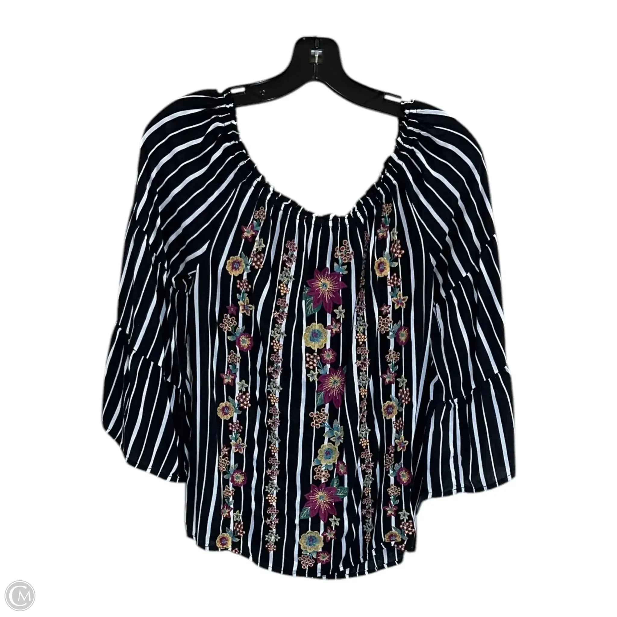 Top 3/4 Sleeve By Savanna Jane In Black, Size: M