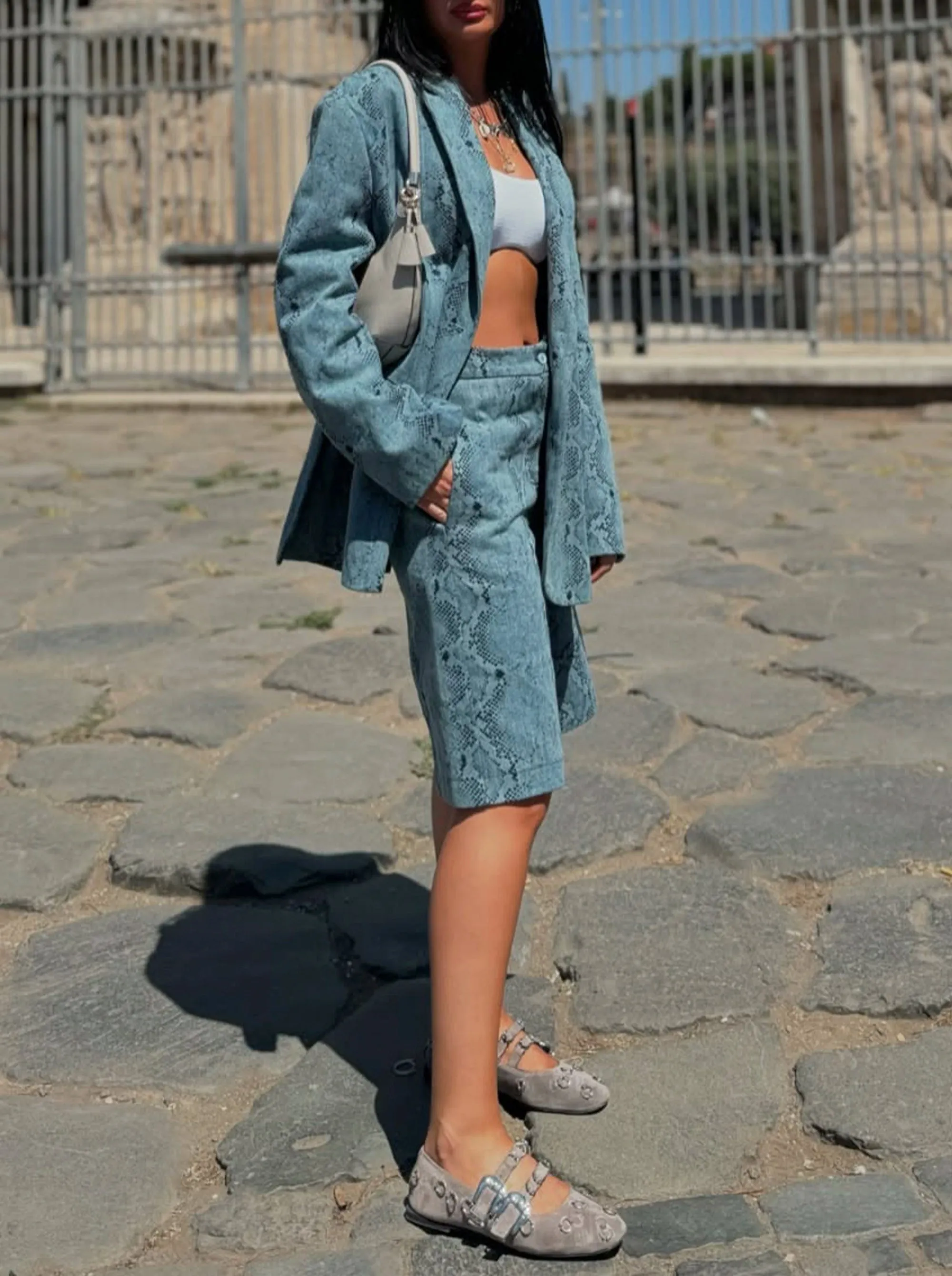 TOUCH GRAY SUEDE BALLET FLATS