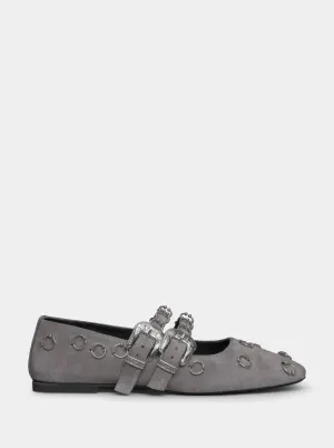 TOUCH GRAY SUEDE BALLET FLATS